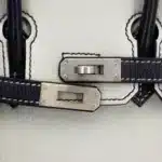 Hermès HSS 2020 Birkin 25 Gris Perle and Bleu Indigo Chevre Brushed Palladium Hardware