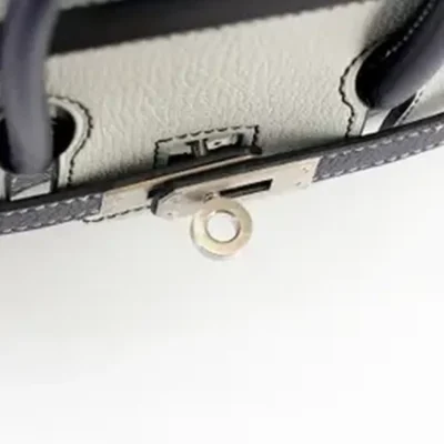 Hermès HSS 2020 Birkin 25 Gris Perle and Bleu Indigo Chevre Brushed Palladium Hardware