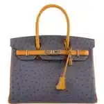 Hermès HSS 2020 Birkin 30 Gris Agate and Saffron Ostrich Gold Hardware