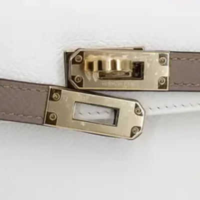 Hermès HSS 2020 Mini Kelly II Gris Asphalte And White Epsom Permabrass Hardware