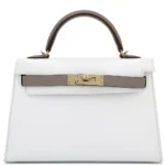 Hermès HSS 2020 Mini Kelly II Gris Asphalte And White Epsom Permabrass Hardware