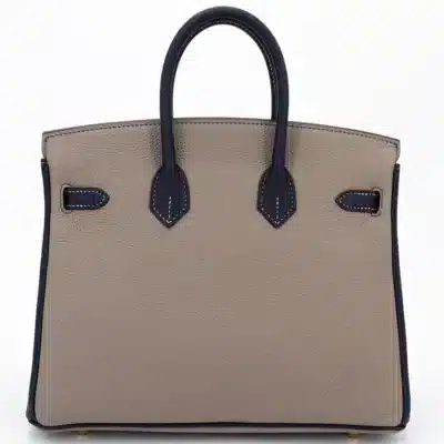 Hermès HSS 2021 Birkin 25 Gris Asphalte and Bleu Nuit Togo Brushed Gold Hardware