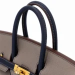 Hermès HSS 2021 Birkin 25 Gris Asphalte and Bleu Nuit Togo Brushed Gold Hardware