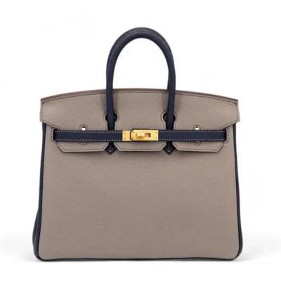 Hermès HSS 2021 Birkin 25 Gris Asphalte and Bleu Nuit Togo Brushed Gold Hardware