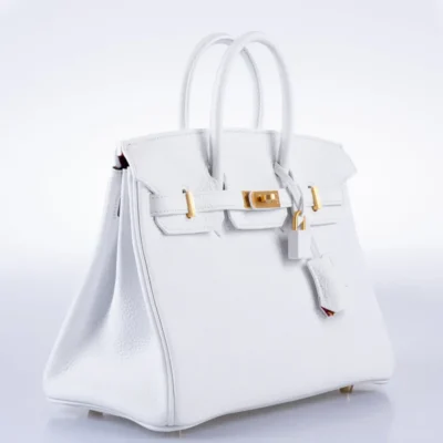 Hermès HSS 2021 Birkin 25 White And Rose Pourpre Interior Togo Brushed Gold Hardware