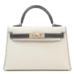 Hermès HSS 2024 Mini Kelly II Craie and Black Epsom Permabrass Hardware