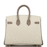 Hermès HSS Birkin 25 Beton And Gris Asphalte Ostrich Brushed Gold Hardware