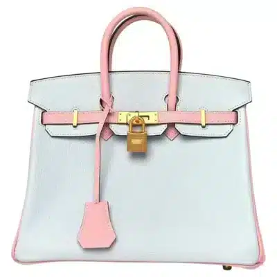 Hermès HSS Birkin 25 Blue and Pink Chevre Mysore Gold Hardware