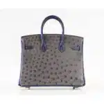 Hermès HSS Birkin 25 Gris Agate and Blue Sapphire Ostrich Brushed Gold Hardware