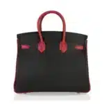 Hermès HSS Birkin 25 Noir and Rouge Casaque Chevre Brushed Gold Hardware