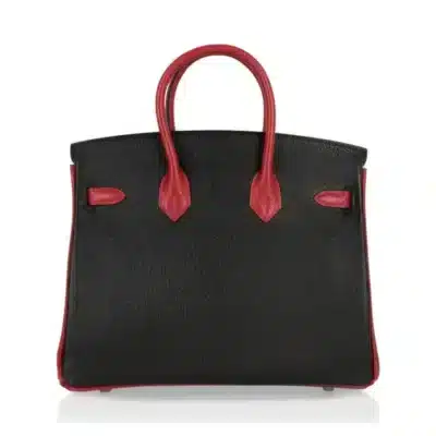 Hermès HSS Birkin 25 Noir and Rouge Casaque Chevre Brushed Gold Hardware