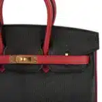 Hermès HSS Birkin 25 Noir and Rouge Casaque Chevre Brushed Gold Hardware