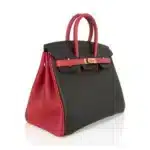 Hermès HSS Birkin 25 Noir and Rouge Casaque Chevre Brushed Gold Hardware