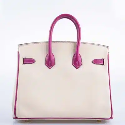 Hermès HSS Birkin 25 Rose Pourpre and Craie Epsom with Brushed Gold Hardware