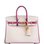 Hermès HSS Birkin 25 Rose Pourpre and Craie Epsom with Brushed Gold Hardware