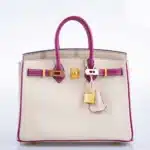 Hermès HSS Birkin 25 Rose Pourpre and Craie Epsom with Brushed Gold Hardware