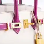 Hermès HSS Birkin 25 Rose Pourpre and Craie Epsom with Brushed Gold Hardware