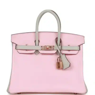 Hermès HSS Birkin 25 Rose Sakura and Gris Perle Chevre Mysore Rose Gold Hardware