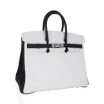 Hermès HSS Birkin 25 White and Black Clemence Brushed Palladium Hardware