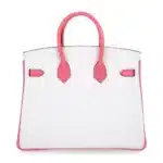 Hermès HSS Birkin 25 White and Rose Azalee Clemence Brushed Palladium Hardware