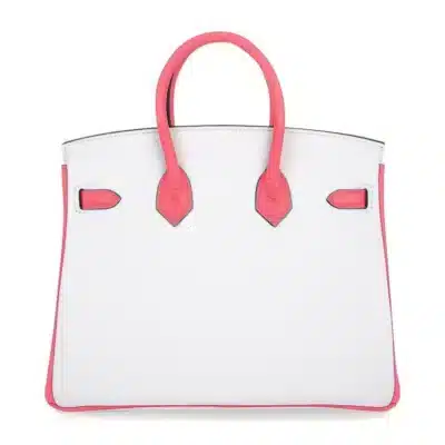 Hermès HSS Birkin 25 White and Rose Azalee Clemence Brushed Palladium Hardware