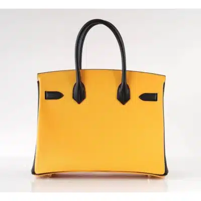 Hermès HSS Birkin 30 Bi-Color Jaune and Black Epsom Brushed Gold Hardware