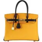 Hermès HSS Birkin 30 Bi-Color Jaune and Black Epsom Brushed Gold Hardware