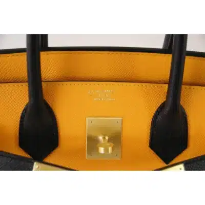 Hermès HSS Birkin 30 Bi-Color Jaune and Black Epsom Brushed Gold Hardware