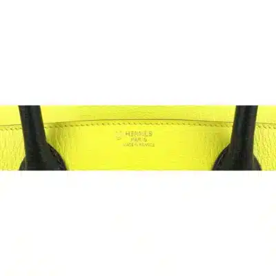 Hermès HSS Birkin 30 Black and Lime Yellow Chèvre Brushed Gold Hardware