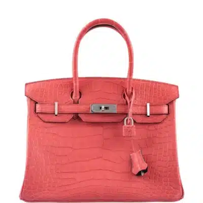 Hermès HSS Birkin 30 Bougenville and Blue Marine Interior Matte Alligator Mississippiensis Brushed Palladium Hardware