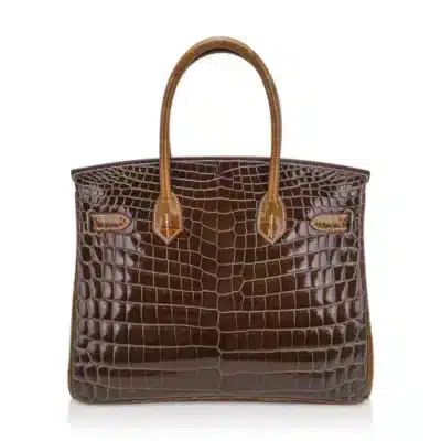 Hermès HSS Birkin 30 Gris Elephant and Ficelle Shiny Niloticus Crocodile Gold Hardware