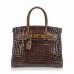 Hermès HSS Birkin 30 Gris Elephant and Ficelle Shiny Niloticus Crocodile Gold Hardware