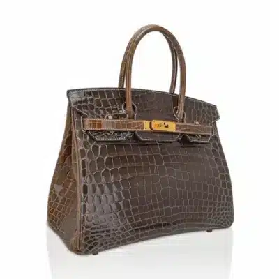 Hermès HSS Birkin 30 Gris Elephant and Ficelle Shiny Niloticus Crocodile Gold Hardware