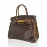 Hermès HSS Birkin 30 Gris Elephant and Ficelle Shiny Niloticus Crocodile Gold Hardware