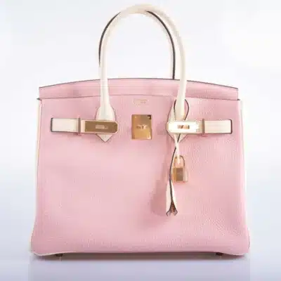 Hermès HSS Birkin 30 Rose Sakura and Craie Clemence Rose Gold Front2