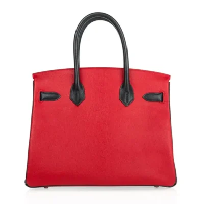 Hermès HSS Birkin 30 Rouge Casaque and Black Chevre Brushed Gold Hardware