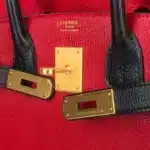 Hermès HSS Birkin 30 Rouge Casaque and Black Chevre Brushed Gold Hardware