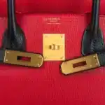 Hermès HSS Birkin 30 Rouge Casaque and Black Chevre Brushed Gold Hardware