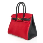 Hermès HSS Birkin 30 Rouge Casaque and Black Chevre Brushed Gold Hardware