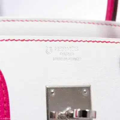 Hermès HSS Birkin 30 White & Fuchsia Chevre logo