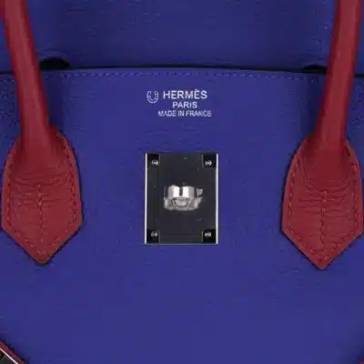 Hermès HSS Birkin 35 Blue Electric & Rouge Grenat Togo logo1