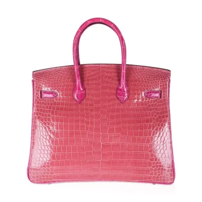 Hermès HSS Birkin 35 Rose Indien And Fuchsia Shiny Porosus Crocodile Palladium Hardware Lushentic Grade bags