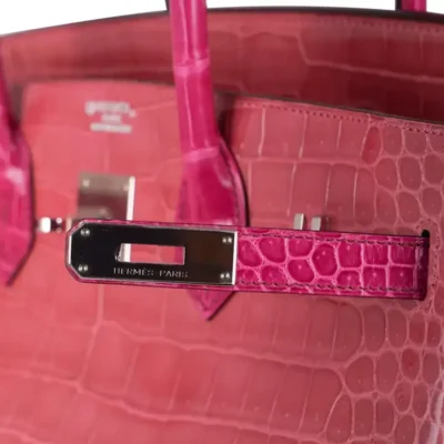 Hermès HSS Birkin 35 Rose Indien And Fuchsia Shiny Porosus Crocodile Palladium Hardware Lushentic Grade bags