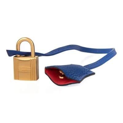 Hermès HSS Birkin 40 Electric Blue and Rose Jaipur Clemence Brushed Gold Hardware