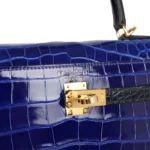 Hermès HSS Kelly 25 Sellier Bleu Electric and Bleu Marine Shiny Alligator Mississippiensis Gold Hardware Affordable designer bag dupes