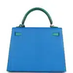 Hermès HSS Kelly 25 Sellier Bleu Hydra and Bleu Paon Chevre Mysore Gold Hardware