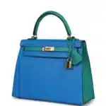 Hermès HSS Kelly 25 Sellier Bleu Hydra and Bleu Paon Chevre Mysore Gold Hardware