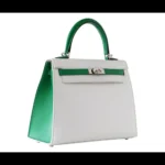 Hermès HSS Kelly 25 Sellier Crisp White And Fresh Bamboo Epsom Palladium Hardware