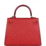 Hermès HSS Kelly 25 Sellier Rouge Vif Verso Ostrich Gold Hardware