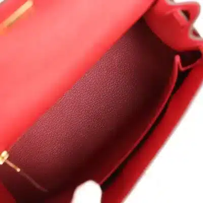 Hermès HSS Kelly 25 Sellier Rouge Vif Verso Ostrich Gold Hardware